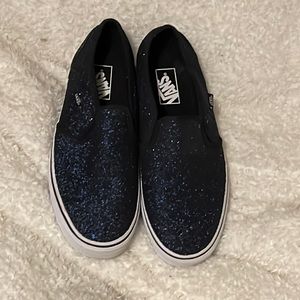 BNWOT Size 10 Billie and Black Glitter Vans